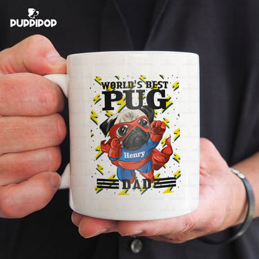 Personalized Dog Gift - World's Best Pug Superhero For Puppy Lovers - White Mug
